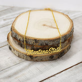 Montana State Gold Colored Script Necklace